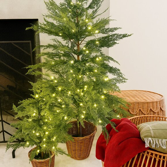 NEW My Texas House 4Ft Pre-Lit Cypress Artificial Christmas Tree 100 Warm Lights - Picture 6 of 6